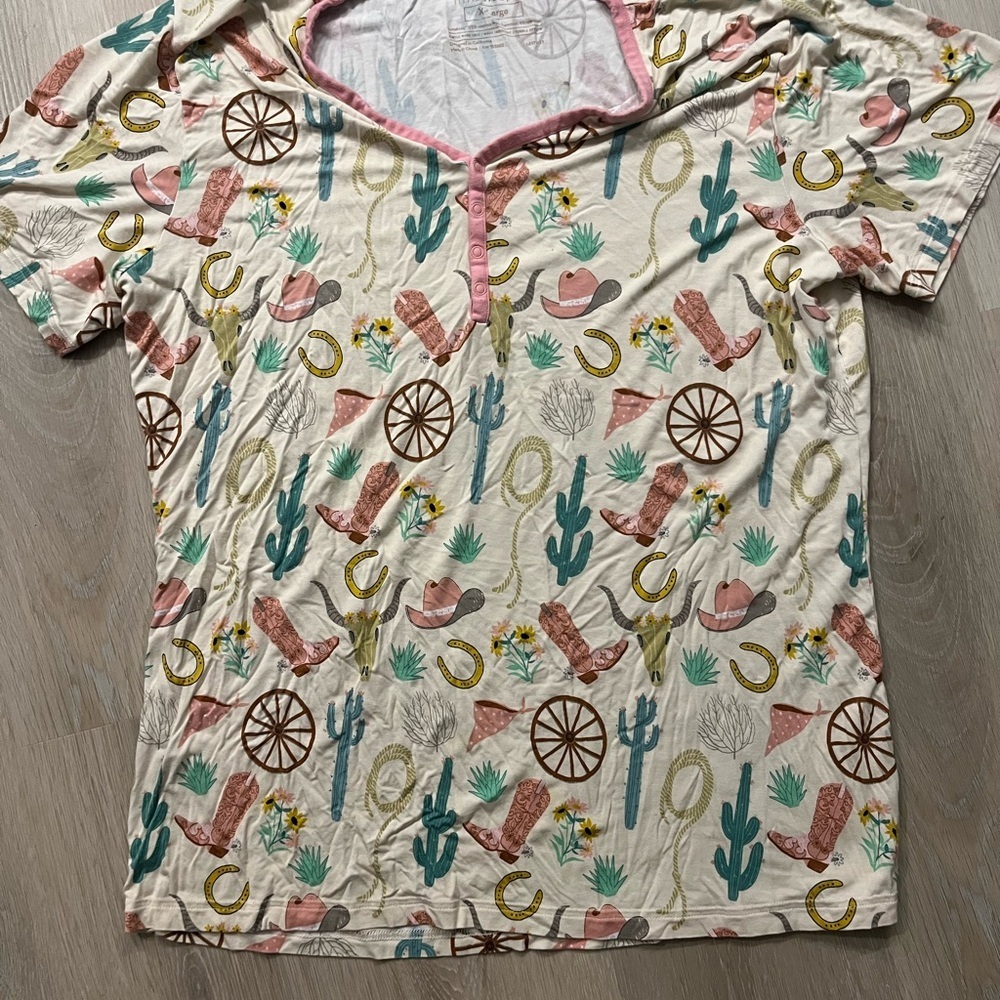 Little Sleepies Cow Girl Pajama Top XL